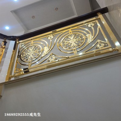 欧式铜板雕刻楼梯 质量好的酒店铜艺扶手