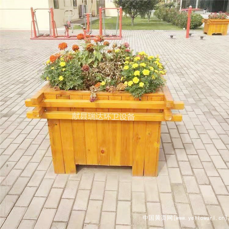 献县瑞达户外景观防腐木花箱道路隔离种植花槽厂家定制